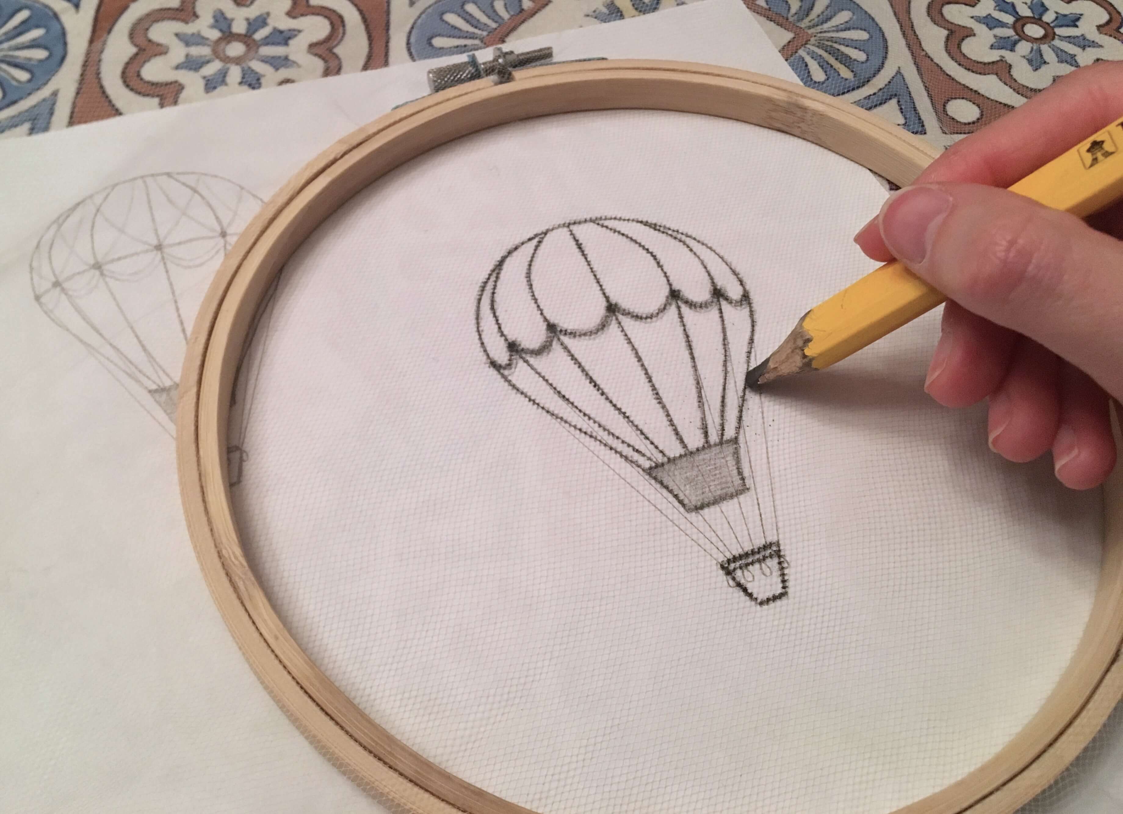 tracing balloon onto tulle