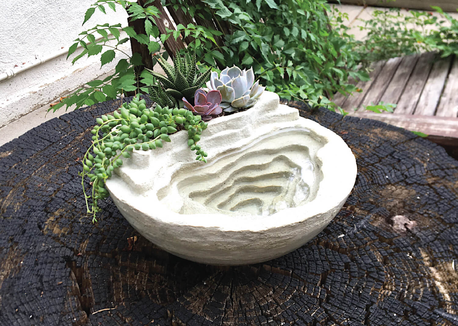 topographic concrete planter pic