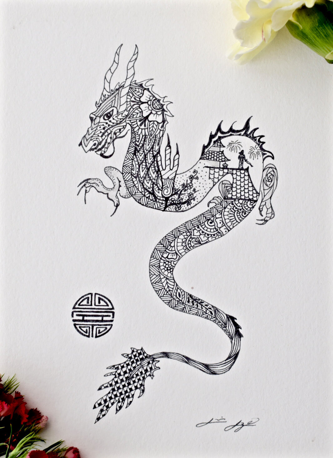 mulan dragon drawing