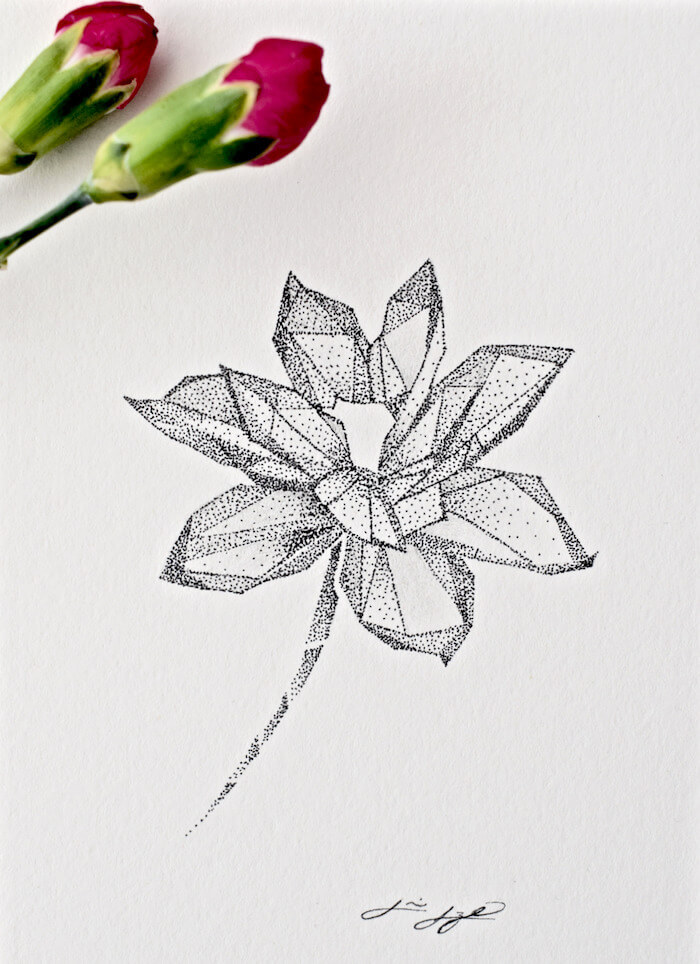 geometric lotus drawing