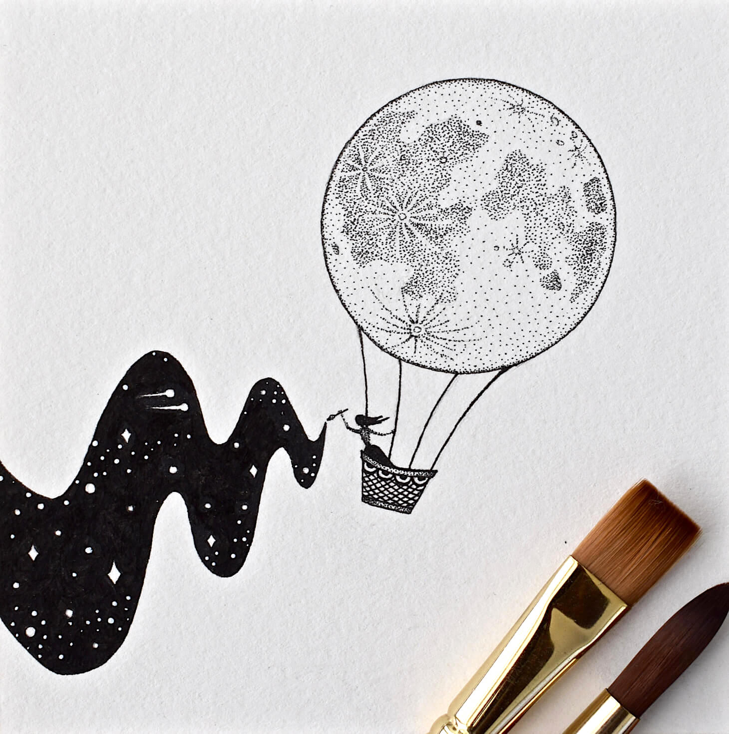 moon balloon drawing